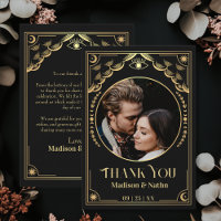 Vintage Gold Tarot Card Photo Wedding Thank You