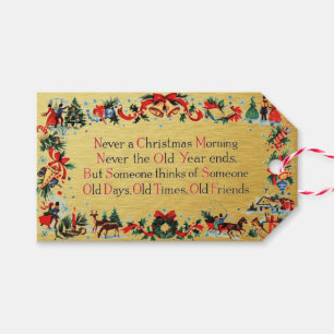 Vintage Gold Texture Christmas Poem Gift Tags