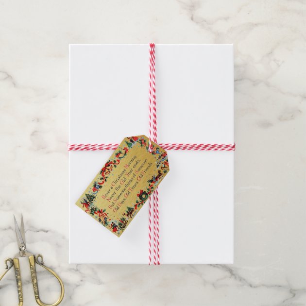 Vintage Gold Texture Christmas Poem Gift Tags
