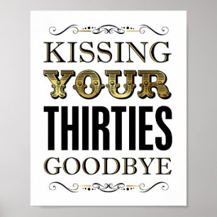 Vintage Gold THIRTIES GOODBYE Sign Print