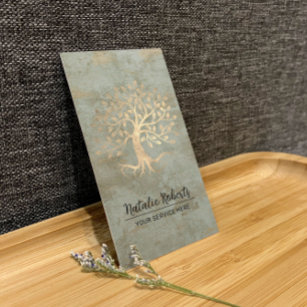 Vintage Gold Tree Wellness & Spa Therapy Bronze Business Card