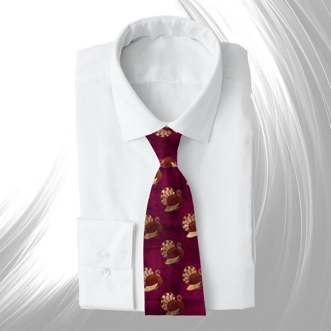 Vintage Gold Turkey Maroon Neck Tie (Creator Uploaded)