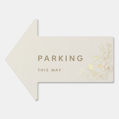 Vintage Gold Wedding Parking This Way Arrow Sign