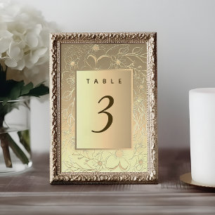 Vintage Gold Wedding Table Number