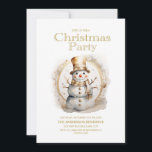 Vintage Gold White Snowman Christmas Party Invitation<br><div class="desc">Christmas party invitation with the painting of a gold and white snowman.  Personalize with your party information. Contact me for assistance with your customizations or to request additional matching or coordinating Zazzle products for your party.</div>