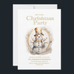 Vintage Gold White Snowman Christmas Party Invitation<br><div class="desc">Christmas party invitation with the painting of a gold and white snowman.  Personalize with your party information. Contact me for assistance with your customizations or to request additional matching or coordinating Zazzle products for your party.</div>