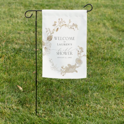 Vintage Gold Wildflower Bridal Shower Welcome Garden Flag