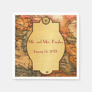 Vintage Gold world travel themed wedding Napkins