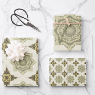 Vintage Golden Art Deco Abstract Pattern No3 Wrapping Paper Sheets