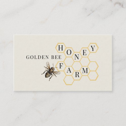 Vintage Golden Bee Logo Honeycomb Beekeeper Business Card