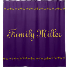 Vintage Golden Crown & Lily Border + your ideas Shower Curtain
