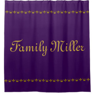 Vintage Golden Crown & Lily Border + your ideas Shower Curtain