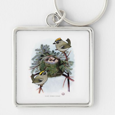 Vintage Golden-crowned Kinglet Keychain