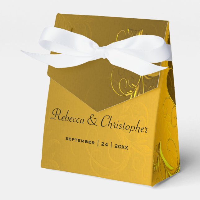 Vintage Golden Elegance Wedding  Favor Boxes (Front Side)