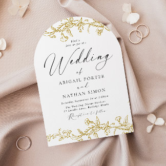 Vintage Golden Elegant Arch Wedding  Invitation