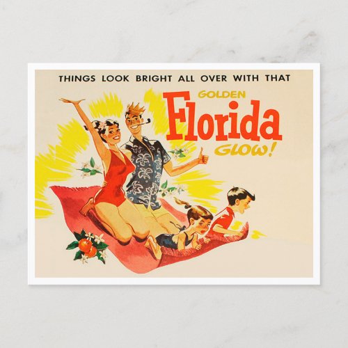 Vintage Golden Florida Glow Travel Postcard