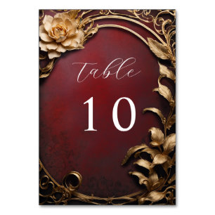 Vintage golden flowers wedding table number