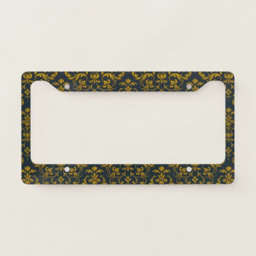 Vintage Golden Foliate Pattern License Plate Frame