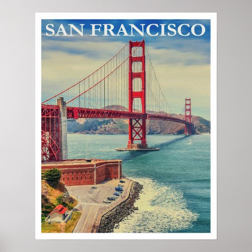 Vintage Golden Gate Bridge Painting Poster