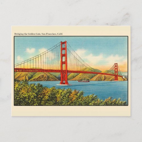 Vintage Golden Gate Bridge San Francisco Postcard