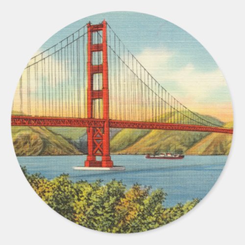 Vintage Golden Gate Bridge San Francisco Travel Classic Round Sticker