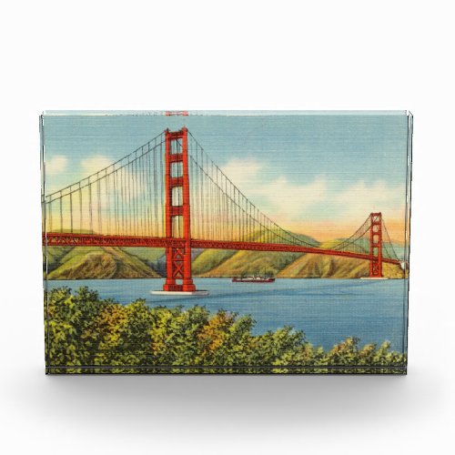 Vintage Golden Gate Bridge San Francisco Travel Po Photo Block