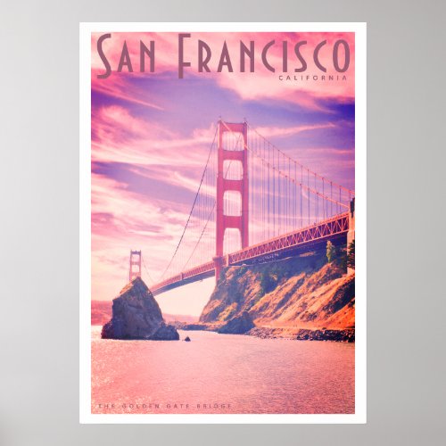 Vintage Golden Gate Bridge Travel Poster
