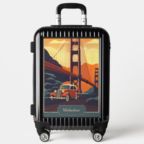 Vintage Golden Gate Bridge Travel Poster Luggage