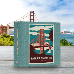 Vintage Golden Gate Bridge Travel Poster Scrapbook 3 Ring Binder
