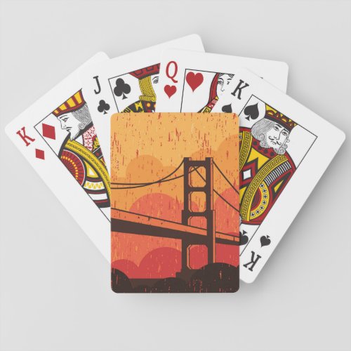 Vintage Golden Gate Travel Poster Playing Cards