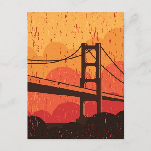 Vintage Golden Gate Travel Poster Postcard