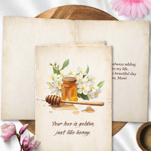 Vintage Golden Honey & Floral Frame Mothers Day Card