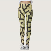 Vintage Golden Key Motif Abstract Yoga Leggings