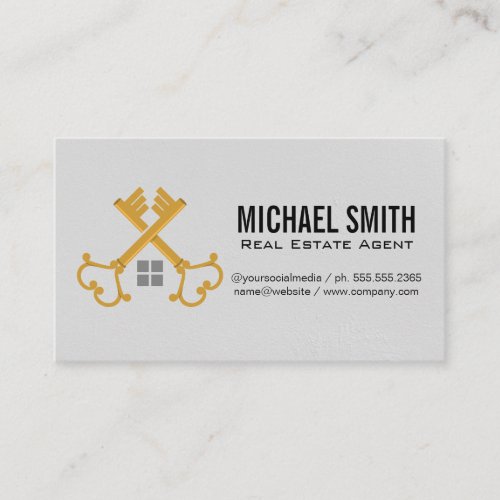 Vintage Golden Keys Cross  Real Estate Business Card