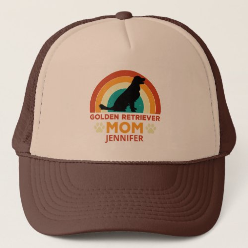 Vintage Golden Lab Dog Mom Sunset Personalized Trucker Hat