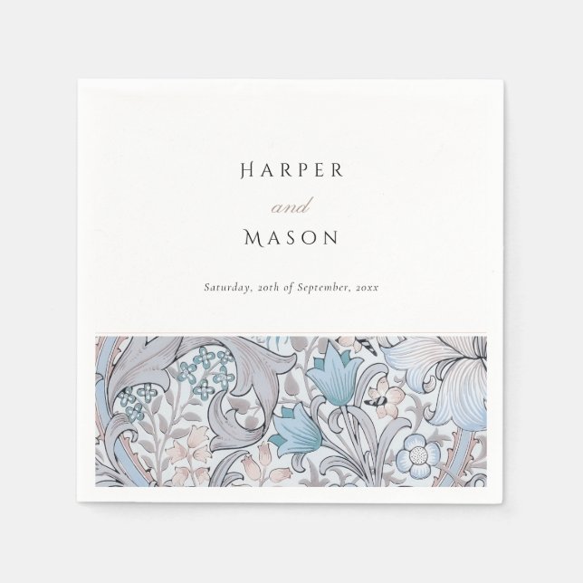 Vintage Golden Lilies William Morris Wedding Napkins (Front)