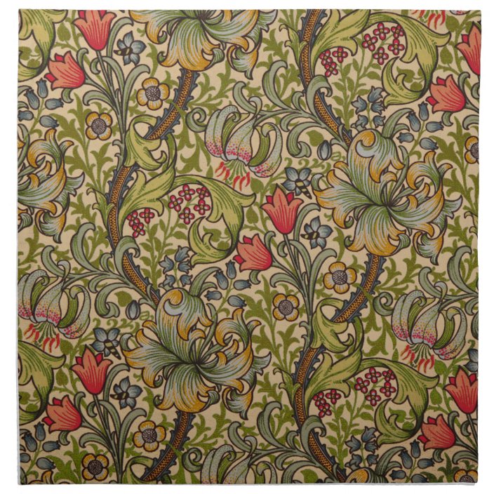 Vintage Golden Lilly Floral Design Napkin Zazzle Com