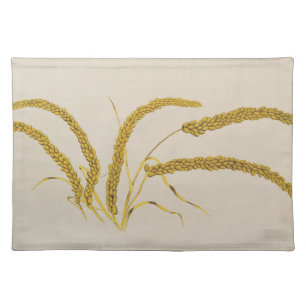 Vintage Golden Millet Ears Chinoiserie Art Cloth Placemat