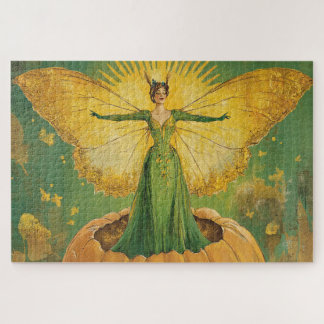 Vintage Golden Pumpkin Queen Jigsaw Puzzle
