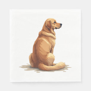 Vintage Golden Retriever Back View Dog Lover Illus Napkins