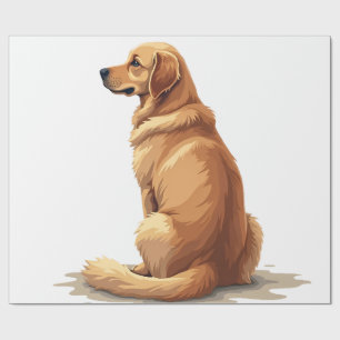 Vintage Golden Retriever Back View Dog Lover Illus Wrapping Paper