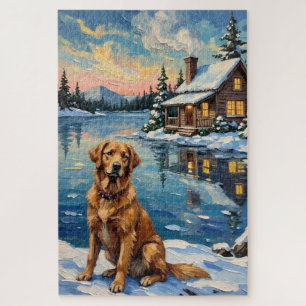 Vintage Golden Retriever by Lakeside Christmas Jigsaw Puzzle