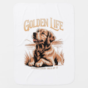 Vintage Golden Retriever Dog Lover - "Golden Life" Baby Blanket