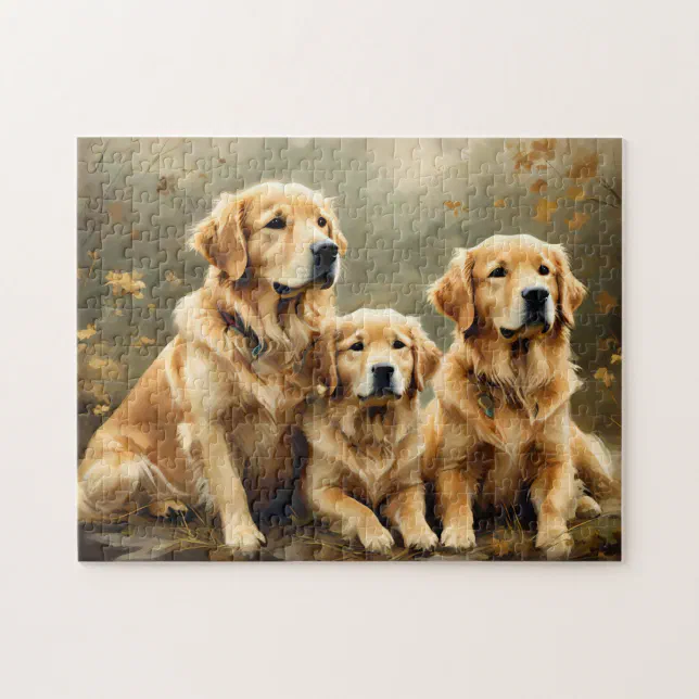 Vintage Golden Retriever Dogs Print Jigsaw Puzzle | Zazzle