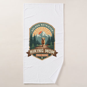 Vintage Golden Retriever Hiking Mom Trail Tested M Bath Towel