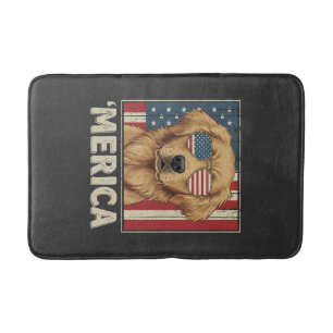 Vintage Golden Retriever 'Merica Flag Bath Mat