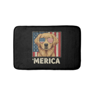 Vintage Golden Retriever 'Merica Flag Bath Mat