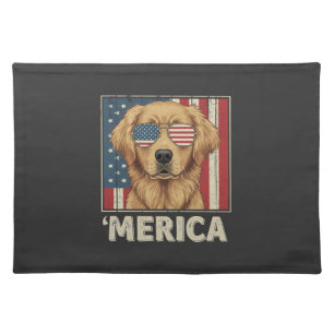 Vintage Golden Retriever 'Merica Flag Cloth Placemat