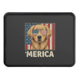 Vintage Golden Retriever 'Merica Flag Hitch Cover