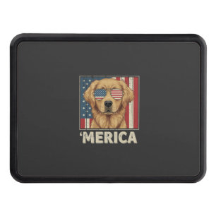 Vintage Golden Retriever 'Merica Flag Hitch Cover